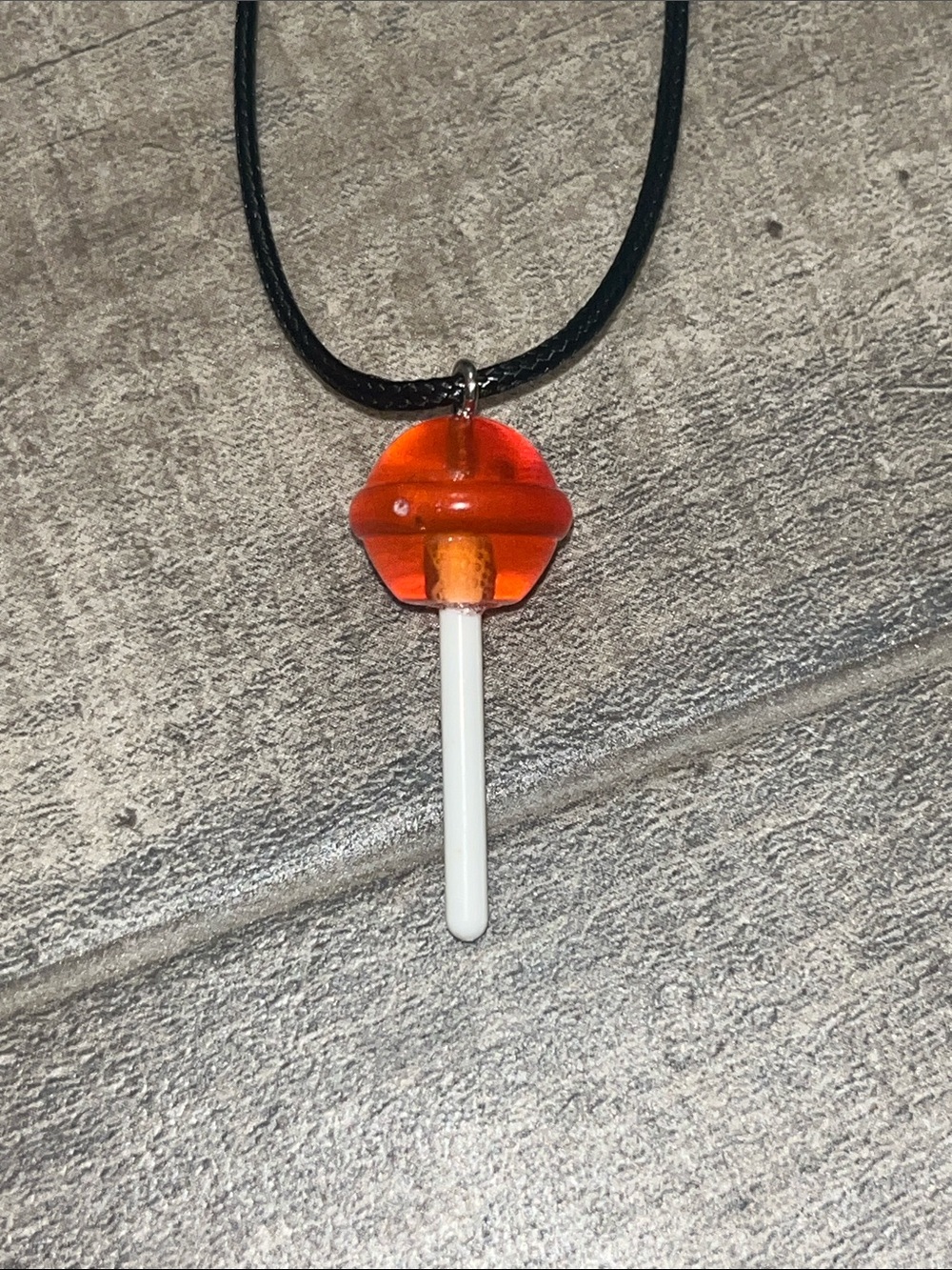 Orange Lollipop Pendant Necklace - Women's Fashion Accessory
